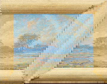 Signed "Arnold" Antique American Impressionist Rainbow Landscape Framed Original Oil Painting (1 of 6)