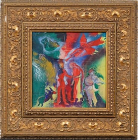 Vintage Jewish or Israeli Fauvist Modern Figural Framed Oil Painting