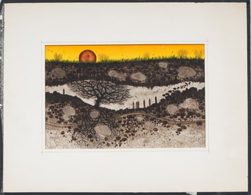 Don Ferlen Vintage Signed New Orleans Modernist Abstract Landscape Painting