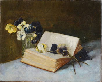 Boston School Impressionist 19th Century Pansy Flower Still Life Oil Painting (1 of 5)