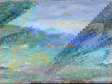 Isabelle Ferry (1865 - 1937) Antique American Female Impressionist Tropical Seascape Oil Painting (1 of 5)