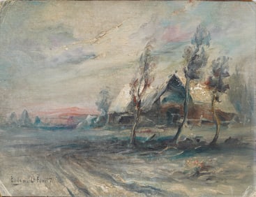 Eugene La Foret (1884 - 1955) Antique American Impressionist Winter Landscape Original Oil Painting