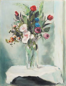 Signed "R. Montague" Antique American Impressionist Flower Still Life Original Oil Painting