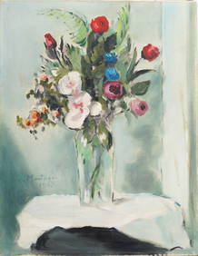 Signed "R. Montague" Antique American Impressionist Flower Still Life Original Oil Painting (1 of 5)