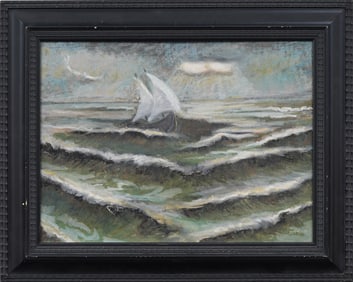 Dennis Boileau Signed American Impressionist "Sailing from the Storm" Seascape Painting