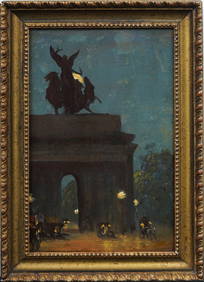 Antique American Ashcan School Nocturnal Cityscape Framed Impressionist Oil Painting (1 of 6)