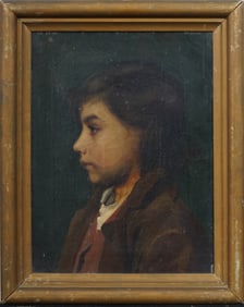 Antique American Ashcan School Impressionist Portrait Framed Oil Painting