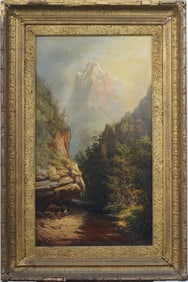 Large Antique American Western California Landscape Framed Hudson River School Original Oil Painting