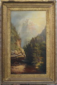 Large Antique American Western California Landscape Framed Hudson River School Original Oil Painting (1 of 7)