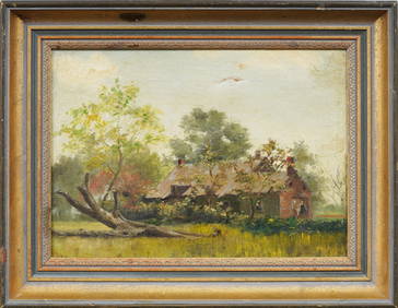 Antique American School 19th Century Landscape Framed Original Oil Painting (1 of 5)