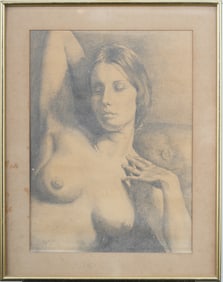Jean Delville (1867 - 1953) Antique French Nude Woman Portrait Signed 1912 Framed Drawing