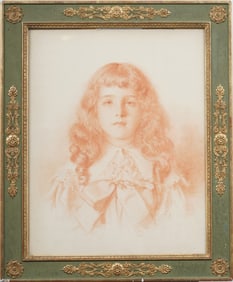 Antique French Realist Signed Nicely Framed Portrait Sepia Drawing
