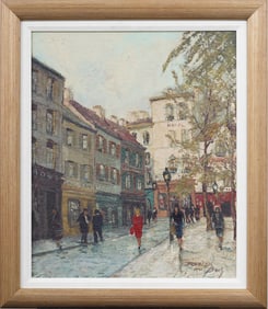Francois Du Bois Signed French Impressionist Signed Paris Street Scene Nicely Framed Painting