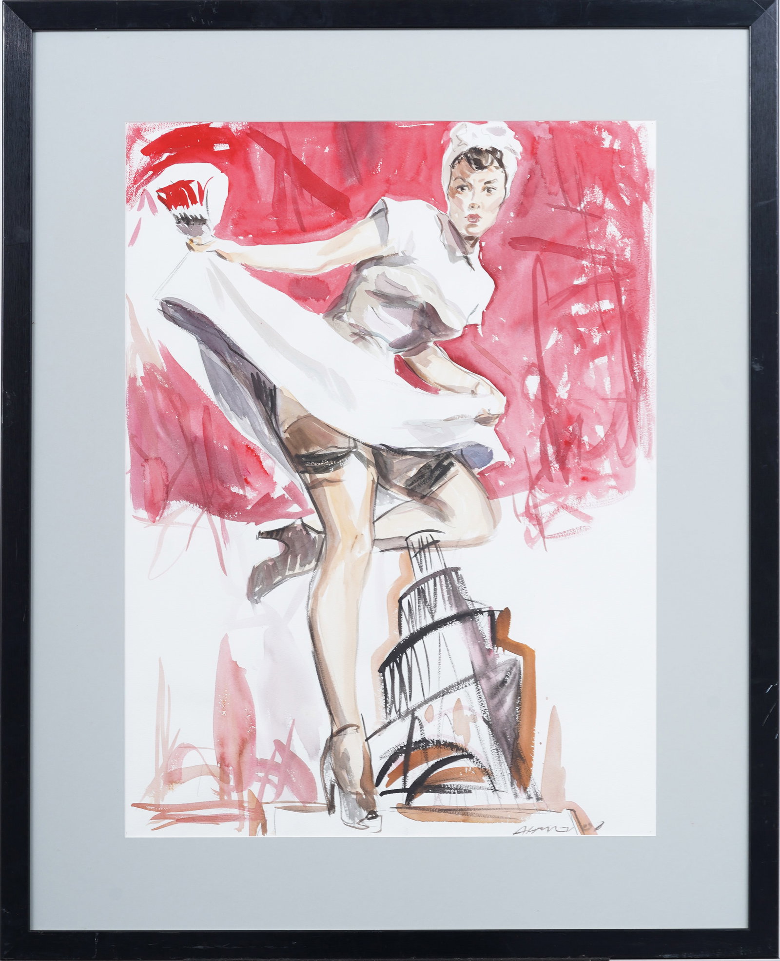 Vintage Signed Italian Leaning Tower of Pisa Nude Woman Pin Up Portrait Framed Painting: Vintage Italian painting. Signed. Framed. Measuring 40 by 32 inches overall and and 30 by 22 painting alone. Please see all images for condition. Size is measured and written on the back of the painti