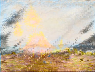 Hector Moncayo (1895 - 1984) Vintage Ecuadorian Impressionist Landscape Oil Painting