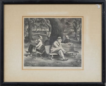 Lawrence Beall Smith (1909 – 1995) Signed WPA Modernist Framed Print "Solitude"