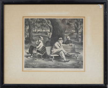 Lawrence Beall Smith (1909 – 1995) Signed WPA Modernist Framed Print "Solitude" (1 of 7)