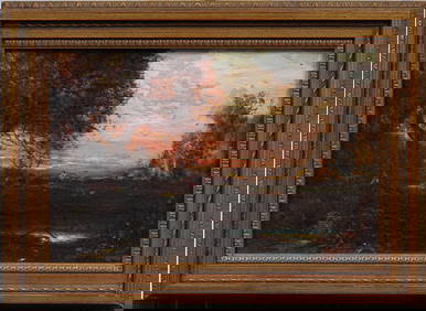 Patrick Vincent Berry (1852 - 1922) Signed Antique American Impressionist Sunset Landscape Painting (1 of 6)