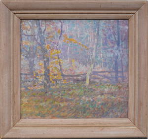 Signed and Framed American Impressionist Forest Interior Framed Oil Painting (1 of 6)