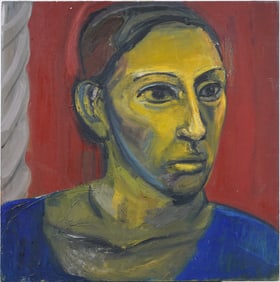 Vintage Large American Cubist Woman Portrait Original Modernist Oil Painting