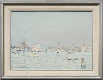 Jean Rigaud (1912 - 1999) Antique French Impressionist "Morning in Venice" Signed Oil Painting (1 of 7)