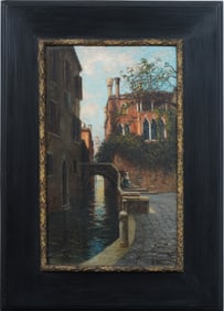 Bernardo Hay (1864 - 1931) Signed English Impressionist Italian Venice Cityscape Framed Painting