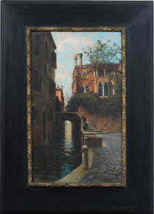 Bernardo Hay (1864 - 1931) Signed English Impressionist Italian Venice Cityscape Framed Painting: Antique English impressionist oil painting by Bernardo Hay (1864 - 1931). Oil on canvas. Signed. Framed. Measuring 28 by 20 inches and 20 by 18 painting alone. Please see all images for condition. Siz