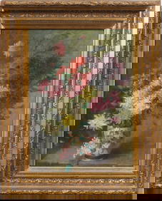 Antique Signed European 19th Century Impressionist Flower Still Life Oil Painting (1 of 6)