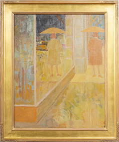 Kenneth Power Nicely Framed American Modernist Street Scene Exhibited Oil Painting (1 of 8)