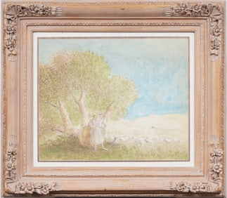Antique European Signed Bucolic Landscape Nicely Framed Original Painting