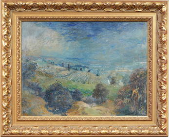 Impressive Early 1900s American or European Vineyard Landscape Framed Singed Oil Painting (1 of 9)
