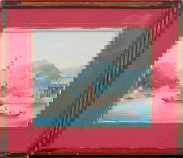 Vintage Signed Japanese Seascape Fishing Village Framed Painting: Vintage asian seascape oil painting. Oil and mixed media on board. Signed. Framed. Measuring 15 by 17.5 inches and 12 by 14 painting alone. Please see all images for condition. Size is measured and wr