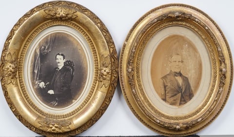 Pair of Antique Gold Giltwood Framed with Photographs