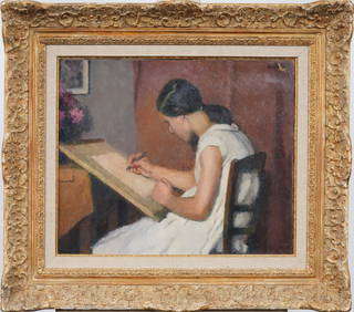 Signed Antique American Impressionist "Artist Drawing" Nicely Framed Original Oil Painting (1 of 8)