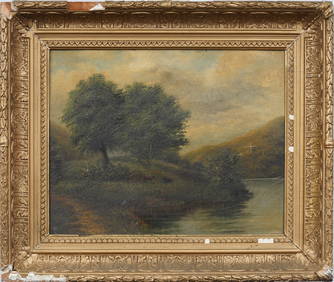 Antique American Hudson River School Framed Landscape Original Oil Painting (1 of 5)