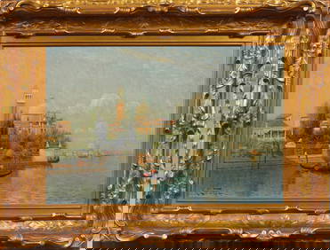 Antique Austrian American Impressionist Venice Italy Cityscape Framed Original Oil Painting (1 of 7)