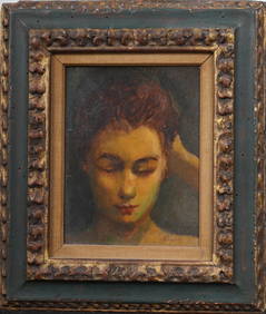 Nicely Framed Antique American Modernist Woman Portrait Signed Oil Painting (1 of 5)