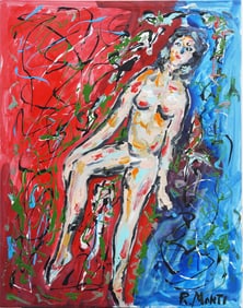 Contemporary American Modernist Abstract Nude Figure Portrait Oil Painting