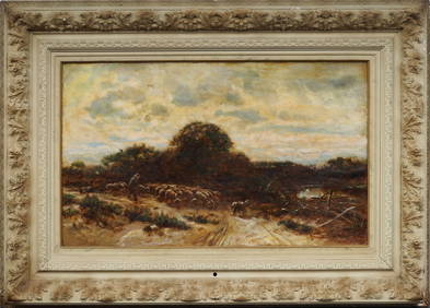 James Crawford Thom (1835-1898) Antique American Tonalist Sheppard Landscape Oil Painting (1 of 8)