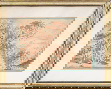 Signed Italian Old Master Landscape Framed Original Drawing: Antique Italian old master drawing. Signed. Framed. Measuring 16 by 20 inches and 9 by 13 painting alone. Please see all images for condition. Size is measured and written on the back of the painting.