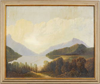 Large American Hudson River School Luminous Framed Landscape Oil Painting (1 of 6)