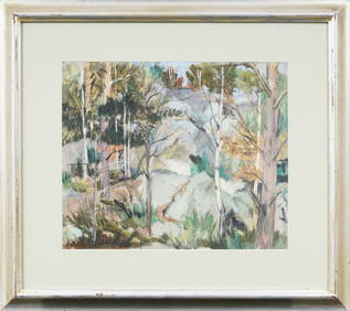 Signed French Impressionist Fountainbleau Landscape Silver Leaf Frame Original Painting (1 of 7)