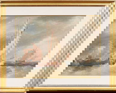 Antique French Realist Nautical Seascape Framed Painting: Antique French seascape painting. Watercolor on paper. Framed. Measuring 28 by 34 inches and 18 by 25 painting alone. Please see all images for condition. Size is measured and written on the back of t