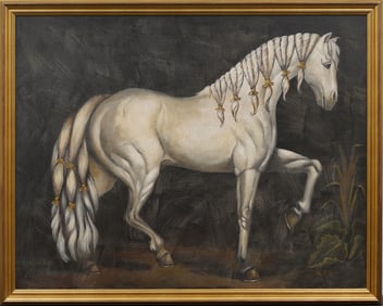 Reginald Baxter Monumental Horse Portrait Framed Original Oil Painting