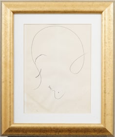 Vintage American or European Nicely Framed Minimalist Portrait Print