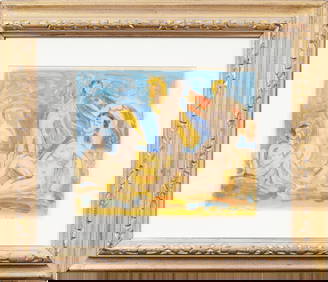 Theo (Theodore) Hios (1910 - 1998) Vintage Greek Impressionist Framed Beach Scene Monoprint (1 of 6)