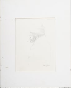 Cigarette Smoking Sad Fisherman All Alone in Winter Solace Original Drawing