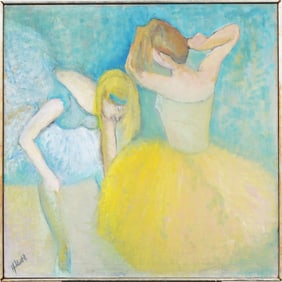 Vintage American School Signed and Framed Ballerina Portrait Oil Painting