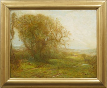 Charles Melville Dewey (1849-1937) Large Framed Tonalist Landscape Oil Painting Ex Museum Work