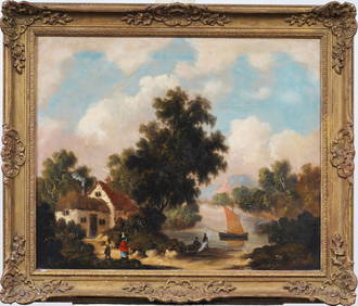 Signed Antique English Framed Landscape Oil Painting (1 of 6)